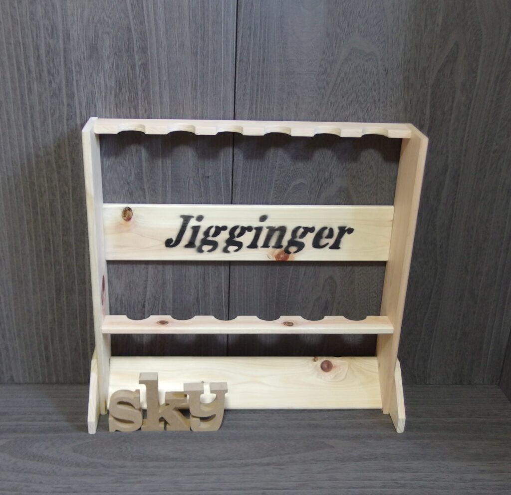 ロッドスタンド 6本 Jigginger 文字入れ 国産ヒノキ製